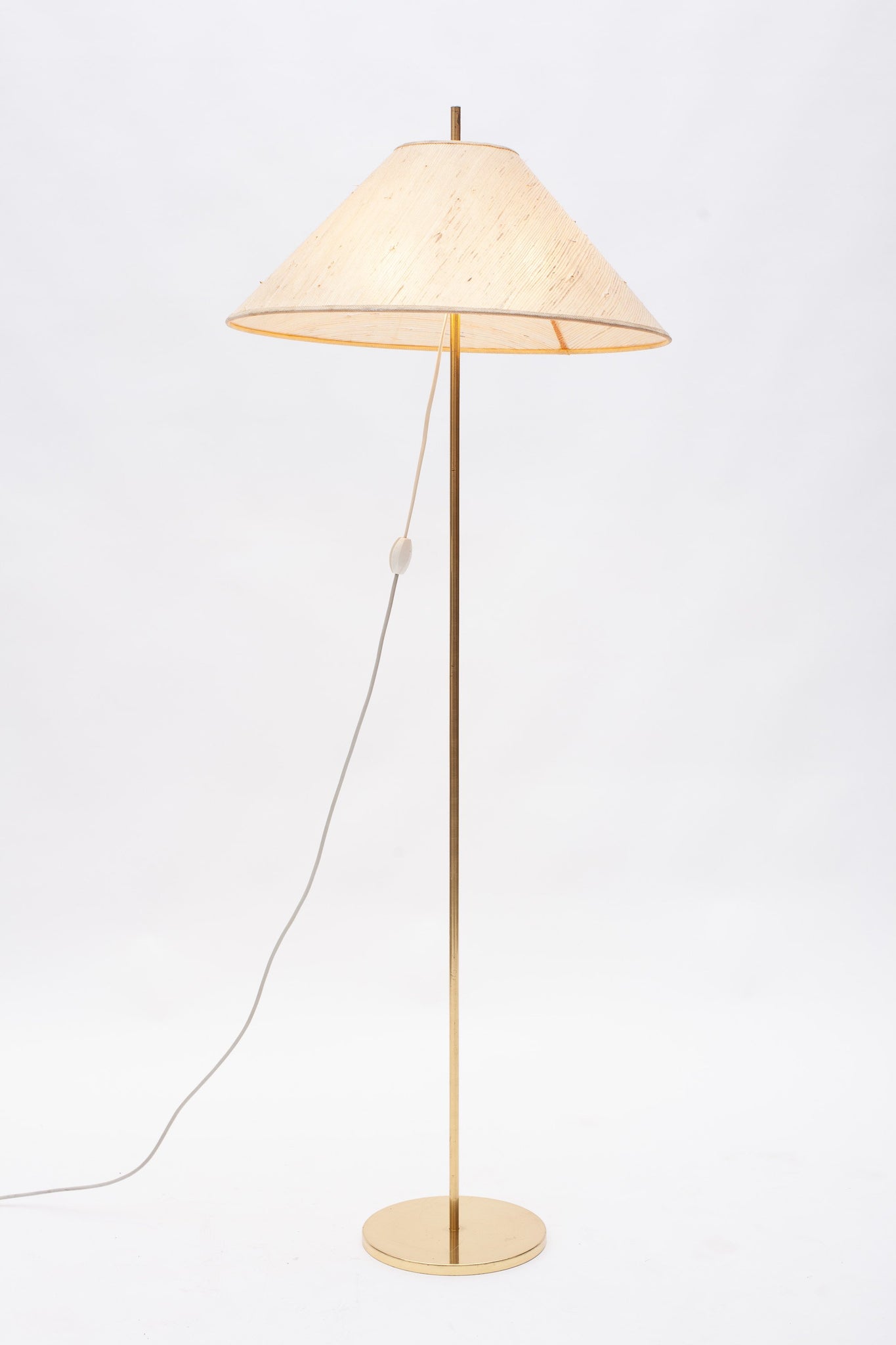 1960er Jahre Messing Stehlampe mit originalem Schirm