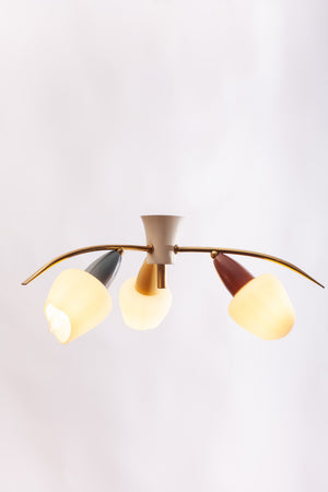 1950er Jahre Deckenlampe mit 3 Glasschirmen