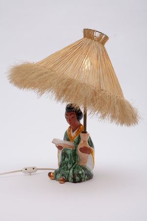 Keramiklampe in Form einer lesenden Chinesin von Carli Bauer für Gmundner Keramik